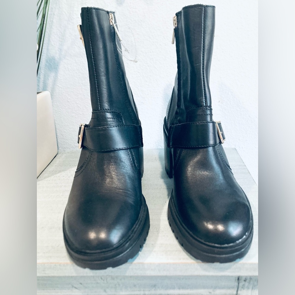 NWOT Kenneth Cole Rhode Heel Buckle PG Polar Grip Black Leather Boots 8.5 - Picture 6 of 16